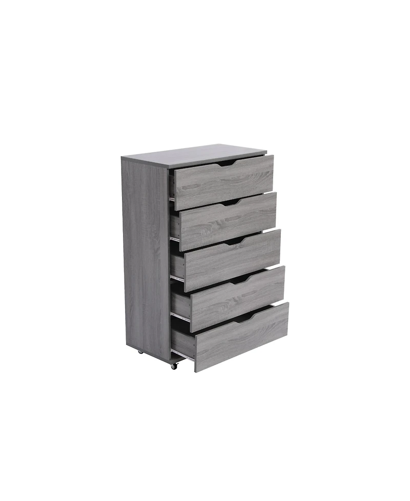 flynama Modern 4 Drawer Dresser Mdf Cabinet with Wheels for Bedroom Living Room Entryway