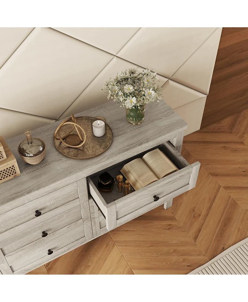 flynama 6 Drawer Transitional Dresser Organizer Cabinet for Nursery Home Furniture With Spacious Drawers Easy Assembly Dura