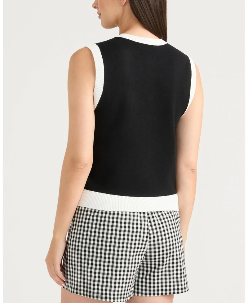 Ellen Tracy Women's Button Front Sweater Vest