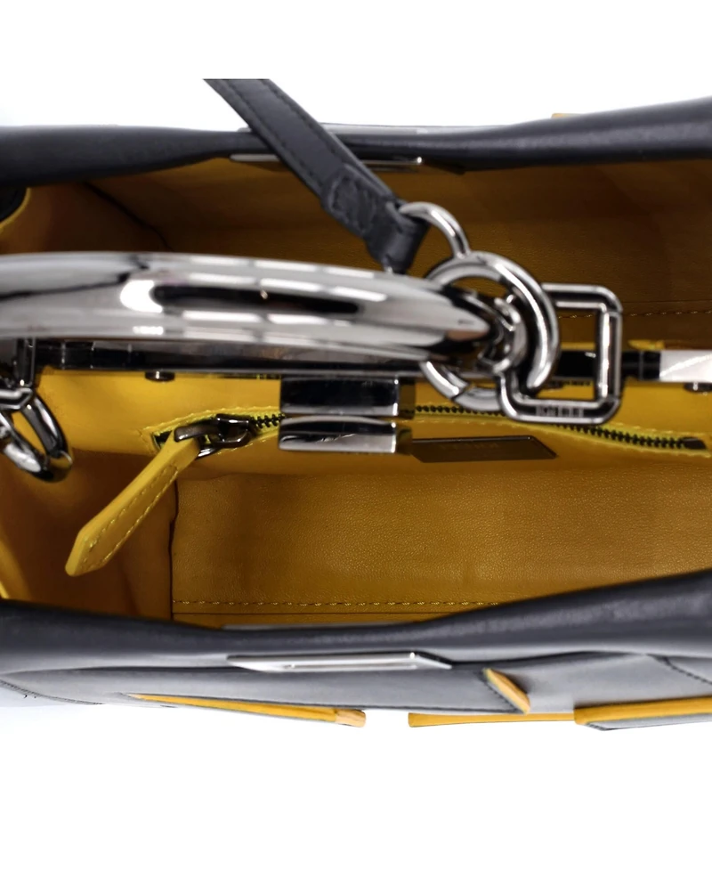 Pre-Owned Fendi Mini Ff Logo Peekaboo Bag Leather with Applique