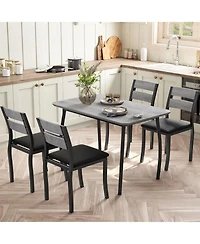 gaomon 5-Piece Modern Wooden Dining Table Set with 4 Upholstered Chairs