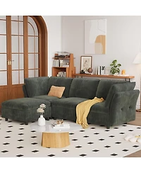 gaomon 97" L Shape Sectional Couches for Living Room, 3 Seater Sectional Sofa with Movable Ottoman and Pillows