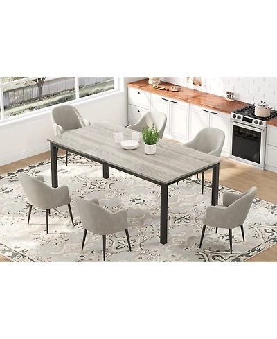 gaomon Industrial Dining Table for 6-8 – Spacious Rectangular Wood Top, Metal Legs, Rounded Corners