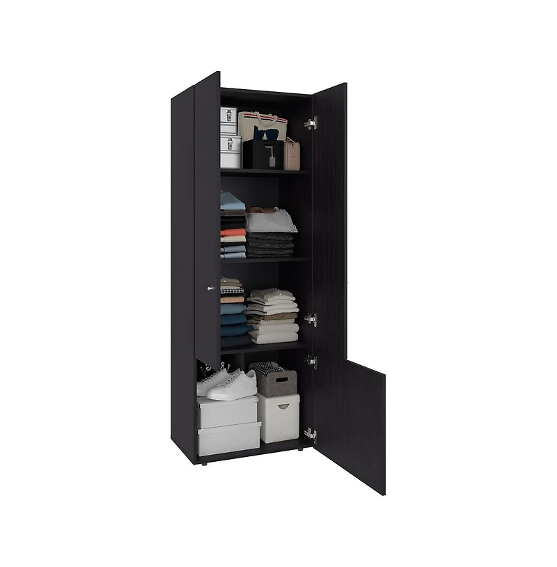 flynama Soham Armoire Extension Duo for Bedroom with 3 Doors 5 Shelves Spacious Storage Organizer