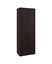 Flynama Home 2 Doors Closet System Armoire Hanging Rod Storage Shelf-Stained Walnut Modern Bedroom Storage Organizer 66.9inch High