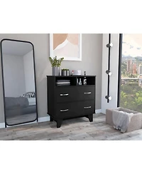 flynama Modern 4 Drawer Dresser Mdf Cabinet with Wheels for Bedroom Living Room Entryway