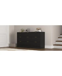 flynama Large 9 Drawer Dresser 63-Inch-Wide Wood with Gold Handles for Bedroom Storage