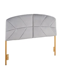 Flynama Velvet Queen Headboard with Gold Metal Frame and Tufting for Glam Bedroom