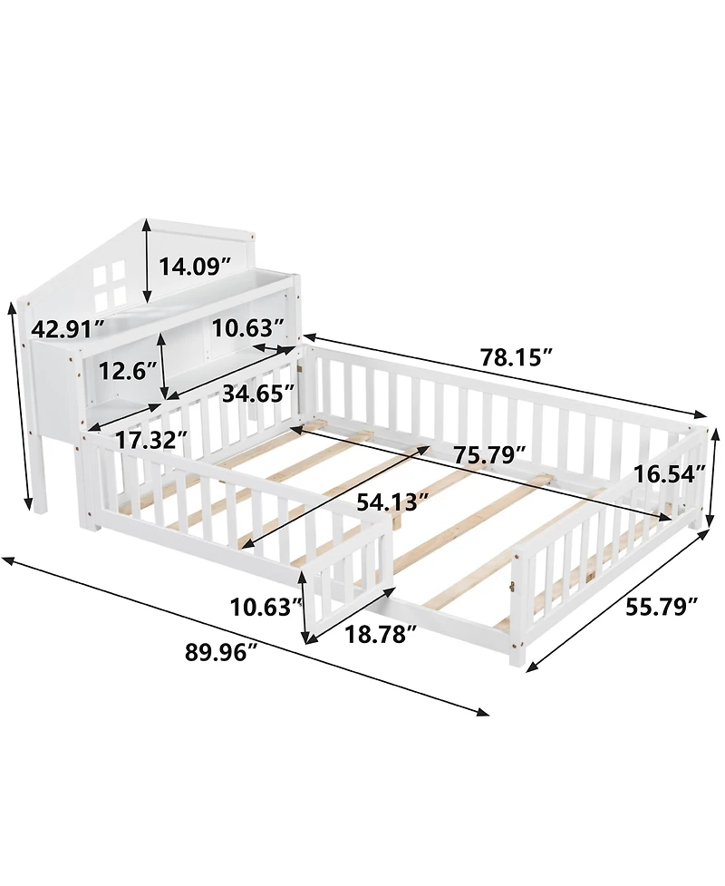 Flynama Full Size Headboard Storage Cabinet with Chalkboard for Montessori Bed