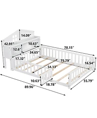 Flynama Full Size Headboard Storage Cabinet with Chalkboard for Montessori Bed