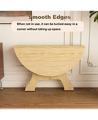 Rainsken Folding Dining Table, Round Mdf Drop Leaf Table for 2–4 People, for Kitchen, Balcony, or Small Apartments