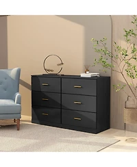 Clihome 6 Drawer Wood Modern Chest of Drawers with Ample Storage