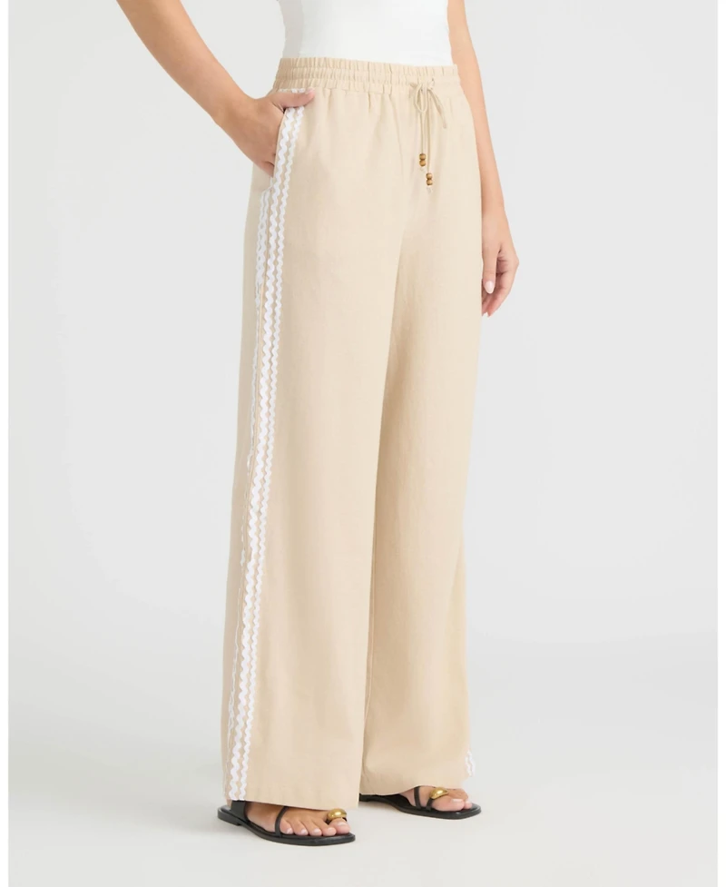 Ellen Tracy Women's Wide Leg Pant with Ric Rac Detail