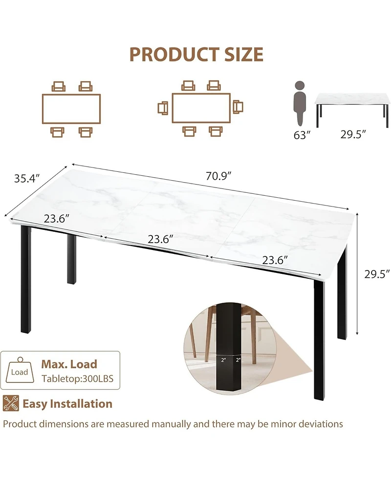 gaomon Dining Room Table for 6-8, 70.9" Rectangular Kitchen Table