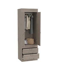 flynama Tarento Armoire with 2 Drawers Double Door Cabinet Hanging Rod Bedroom Storage