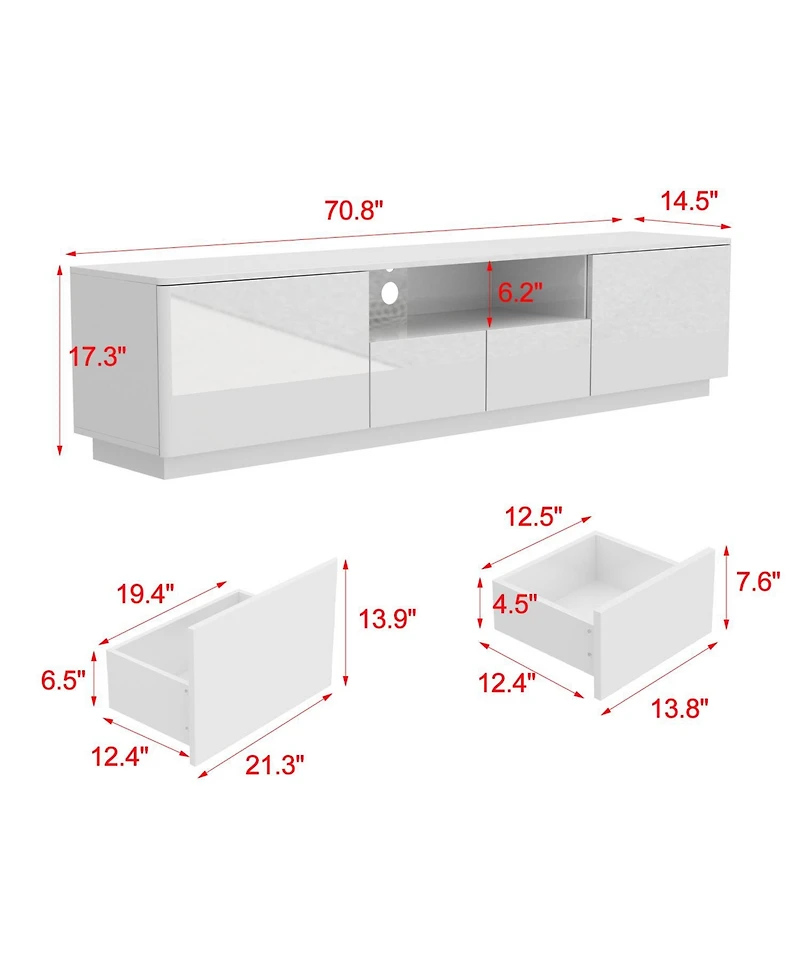 Homsee1 Pc Wood Tv Stand, 4 Drawers, Media Console with Light Strip – Entertainment Furniture