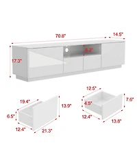 Homsee1 Pc Wood Tv Stand, 4 Drawers, Media Console with Light Strip – Entertainment Furniture