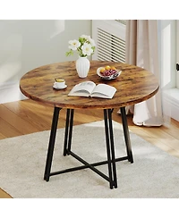 Sugift 47 Inch Dining Table for 4-6 People Round Kitchen Table with Cross Base