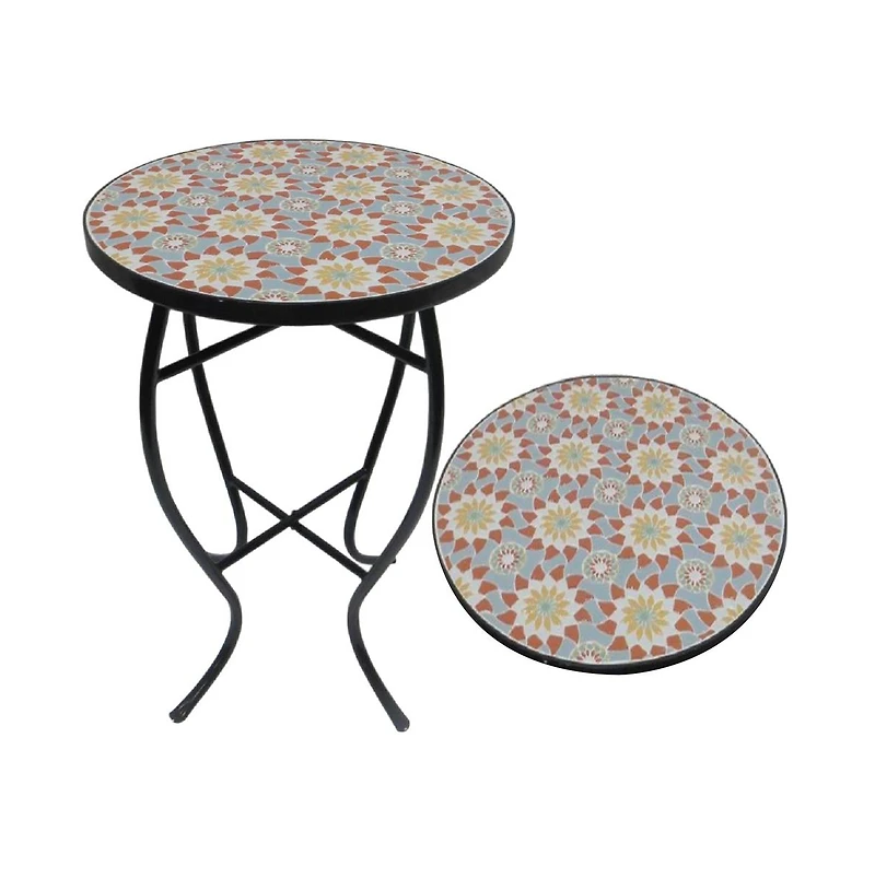 Jiallo Mosaic Art Collection Floral Accent Table