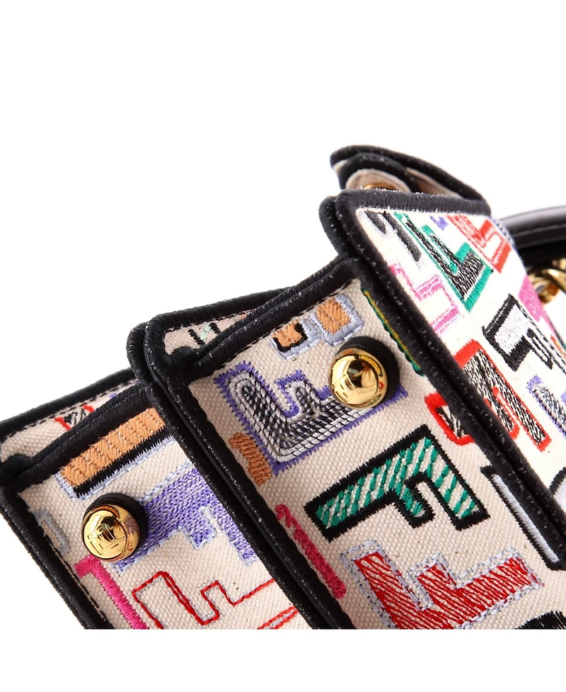 Pre-Owned Fendi Petite Peekaboo ISeeU Bag Embroidered Zucca Canvas