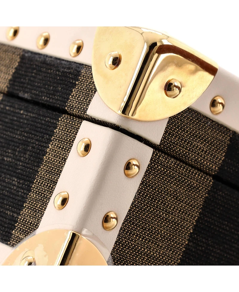 Pre-Owned Fendi Jewelry Trunk Case Pequin Canvas with Leather