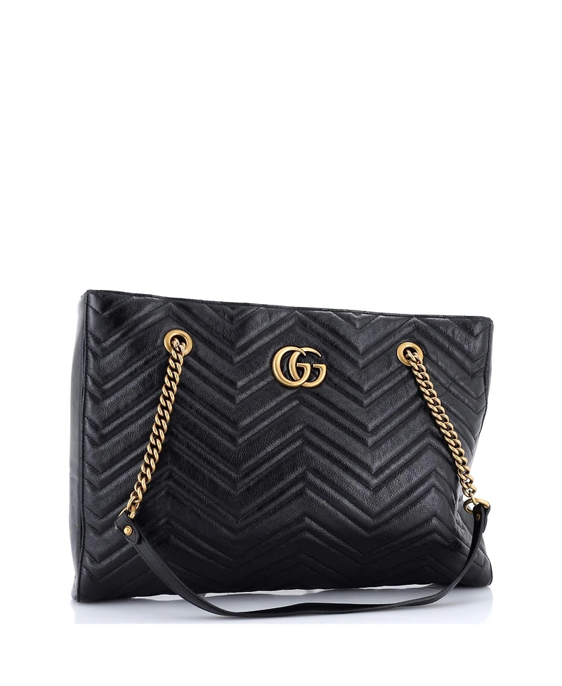 Pre-Owned Gucci Medium Gg Marmont Zip Tote Matelasse Leather