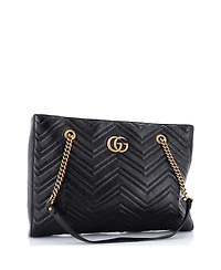 Pre-Owned Gucci Medium Gg Marmont Zip Tote Matelasse Leather