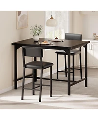 gaomon 3-Piece Counter Height Dining Table Set with 2 Upholstered Bar Stools