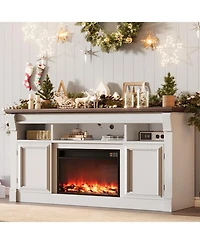 gaomon 68" Farmhouse Tv Stand for TVs up to 75",Entertainment Center with Open Storage Cabinets, Media Console Living