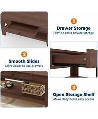 gaomon Light Wood Coffee Table with Drawer, 472" Center Storage Shelf, Rustic Tables Long Living Room Furniture, Sturdy and Eas