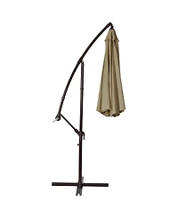 Gymax 10 ft Patio Cantilever Offset Umbrella Yard Garden Outdoor w/ 8 Ribs Beige