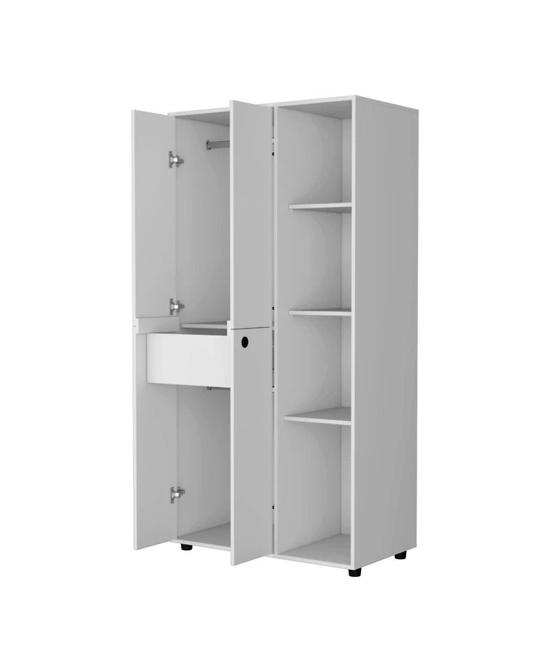 flynama Bethel Armoire Closet with 1 Drawer 2 Hanging Rods Storage Cabinets