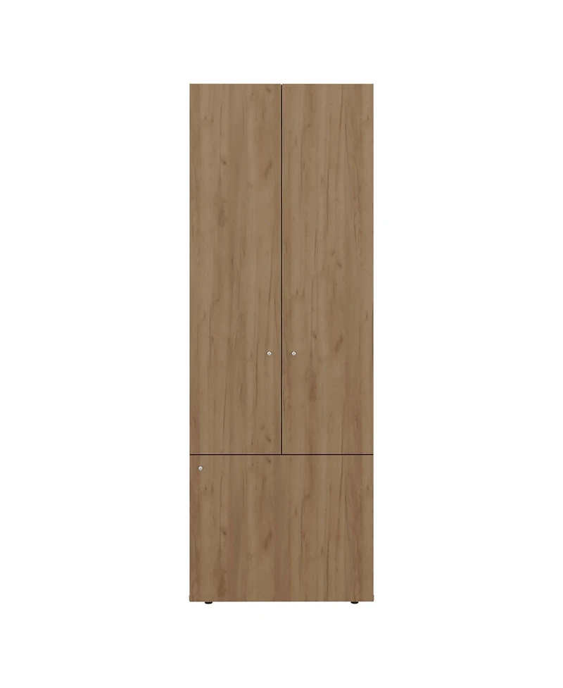 flynama Tolleson 3-Door Tall Wardrobe Armoire 4 Shelves Hanging Rod Freestanding Storage