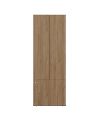 flynama Tolleson 3-Door Tall Wardrobe Armoire 4 Shelves Hanging Rod Freestanding Storage