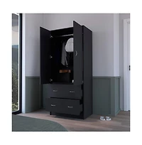 flynama Edie Armoire for Bedroom with Hanging Rod Lower Drawer Upper Shelf