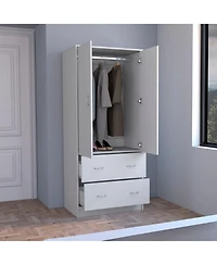 flynama Taly 2Doors 2Drawers Armoire 70.9inch High Laminated Particle Board Bedroom Storage Cabinet Organizer