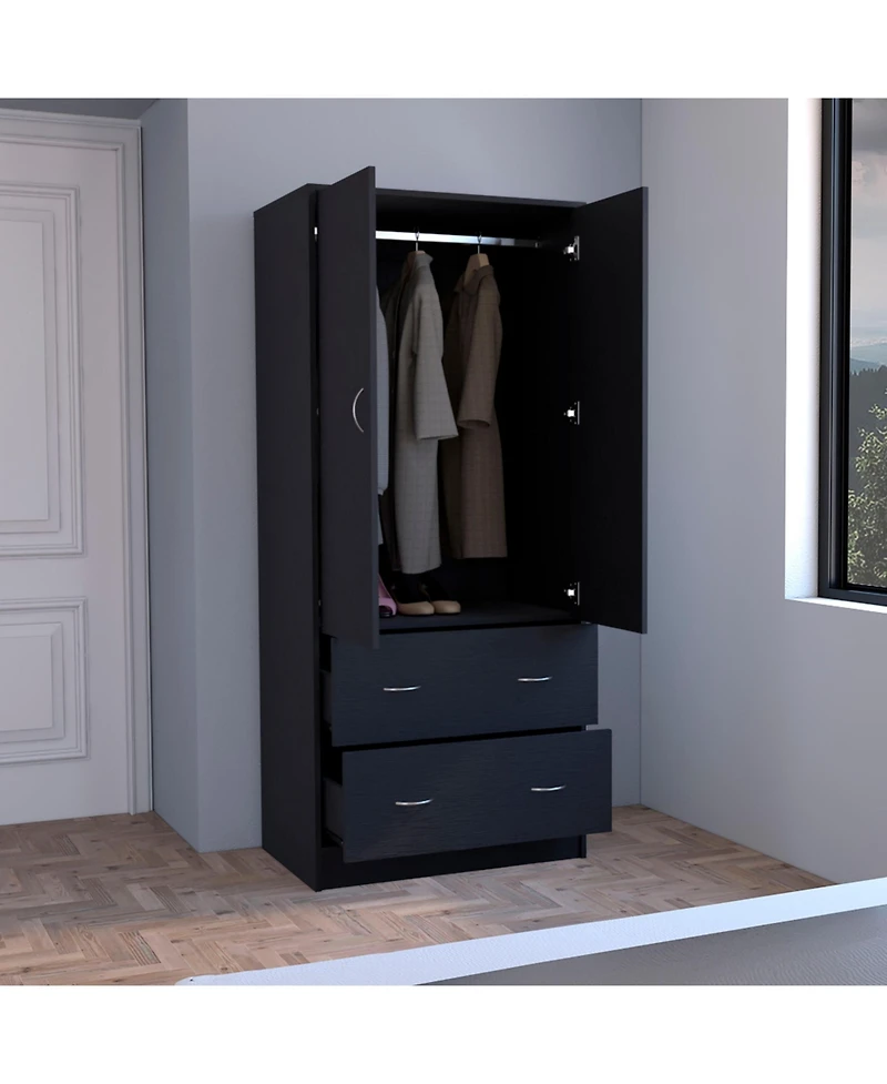 flynama Taly 2Doors 2Drawers Armoire 70.9inch High Bedroom Storage Cabinet with Ample Space and Sturdy Construction