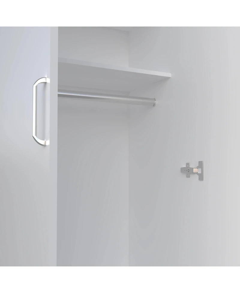 flynama Armoire with 2 Doors Hanging Rod and 2 Upper Shelves 70.9inch High Bedroom Storage Organizer