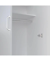 flynama Armoire with 2 Doors Hanging Rod and 2 Upper Shelves 70.9inch High Bedroom Storage Organizer