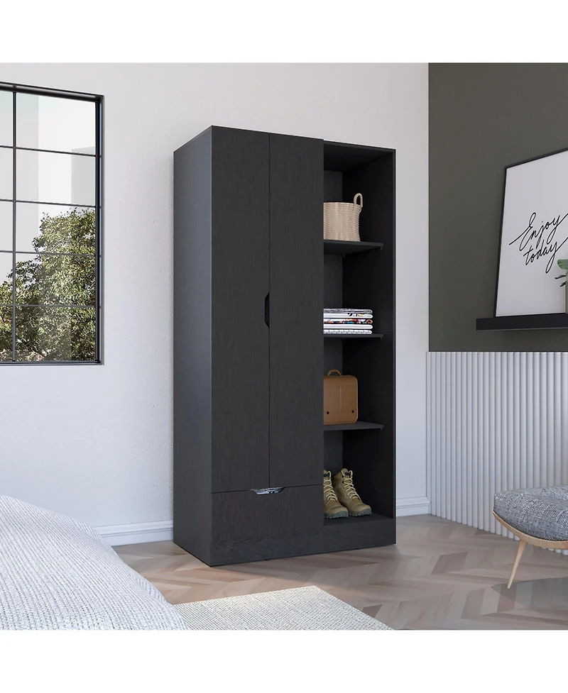 flynama Armoire 71 Inch High with 1 Drawer 4 Tier Open Shelves and 2 Doors