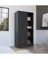 flynama Armoire 71 Inch High with 1 Drawer 4 Tier Open Shelves and 2 Doors