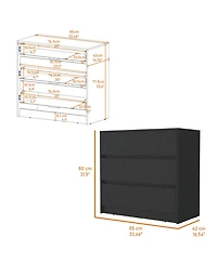 flynama Modern 4 Drawer Dresser Mdf Cabinet with Wheels for Bedroom Living Room Entryway