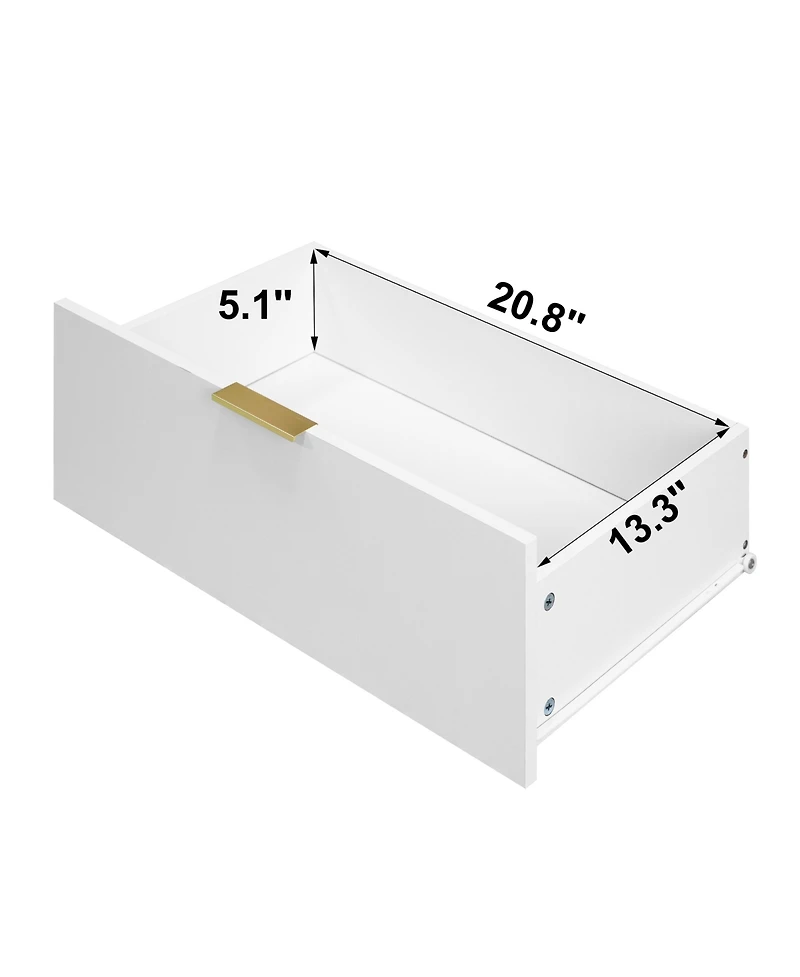 flynama 6 Drawer Dresser with Glass Front Drawers Wood for Bedroom Living Room