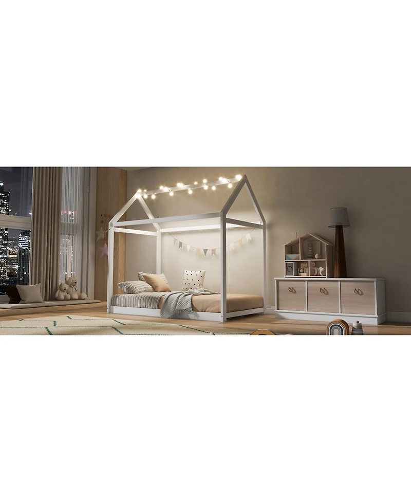 flynama Wooden House Bed Pine Wood Mdf Low Height Safe For Kids