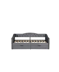 flynama Upholstered Daybed With 2 Storage Drawers Usb Ports Grey No Box Spring Needed