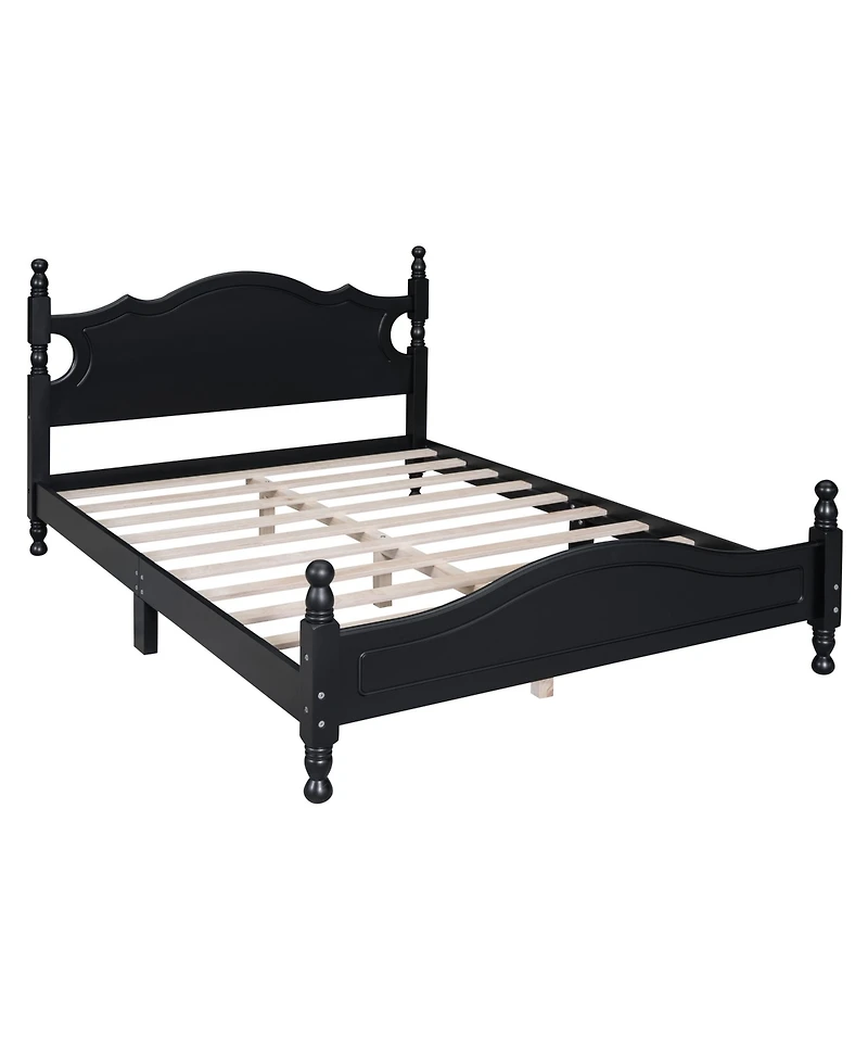 flynama Retro Wood Platform Bed Pine Mdf Plywood 10 Slats No Box Spring