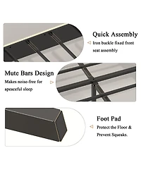 flynama Metal Platform Bed Beige Charging Station 2 Usb Ports Noise Free No Box Spring Needed