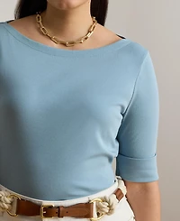Lauren Ralph Plus Cotton Boatneck T-Shirt