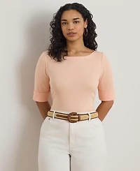 Lauren Ralph Plus Cotton Boatneck T-Shirt