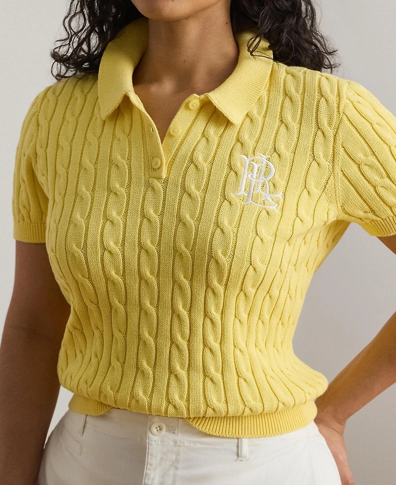 Lauren Ralph Lauren Plus Size Cable-Knit Cotton Polo Sweater